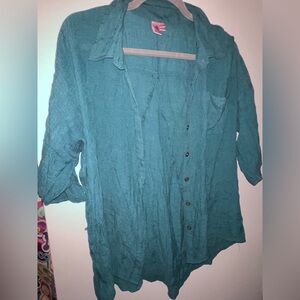Dolled Up Teal Button-Up Shirt